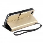 Wholesale iPhone 4S 4 Slim Flip Leather Wallet Case (Gold Gold)